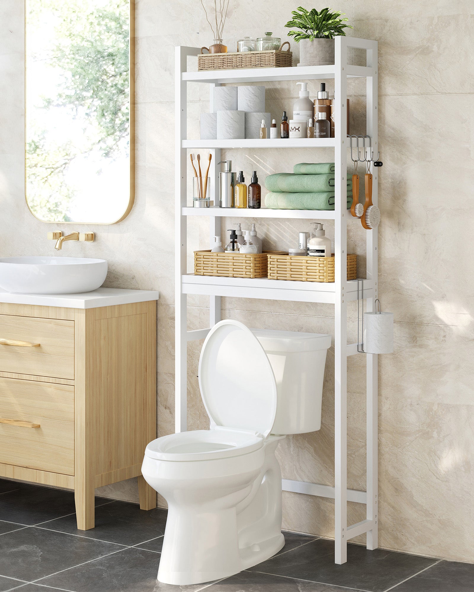 Toilettenregal mit verstellbaren Ablagen wolkenweiß