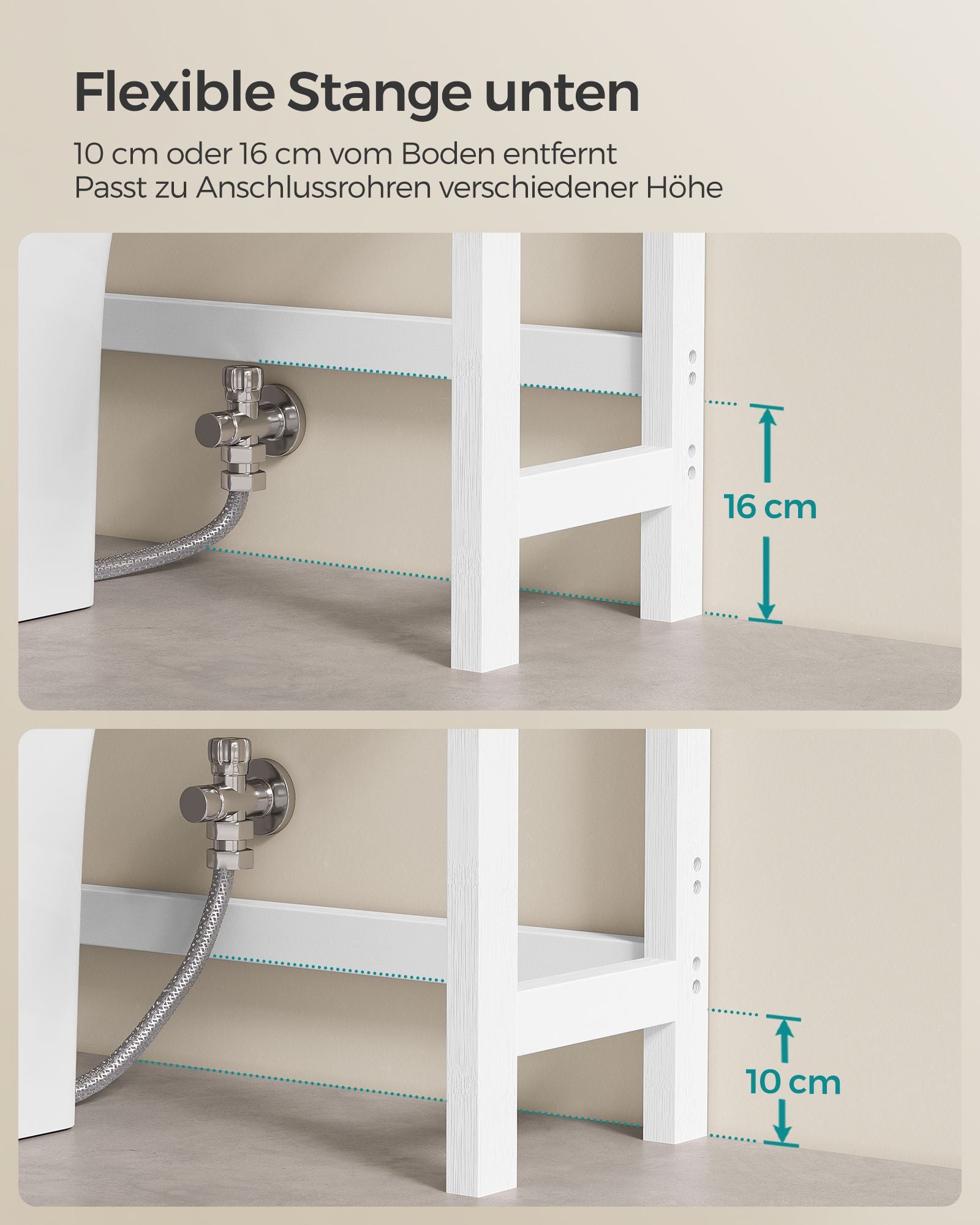Toilettenregal mit verstellbaren Ablagen wolkenweiß