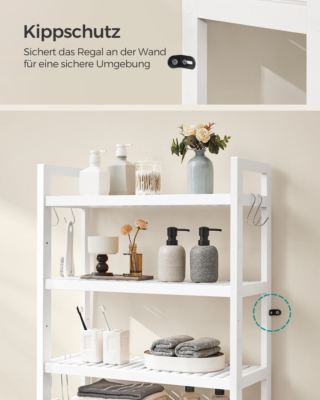 Toilettenregal mit verstellbaren Ablagen wolkenweiß