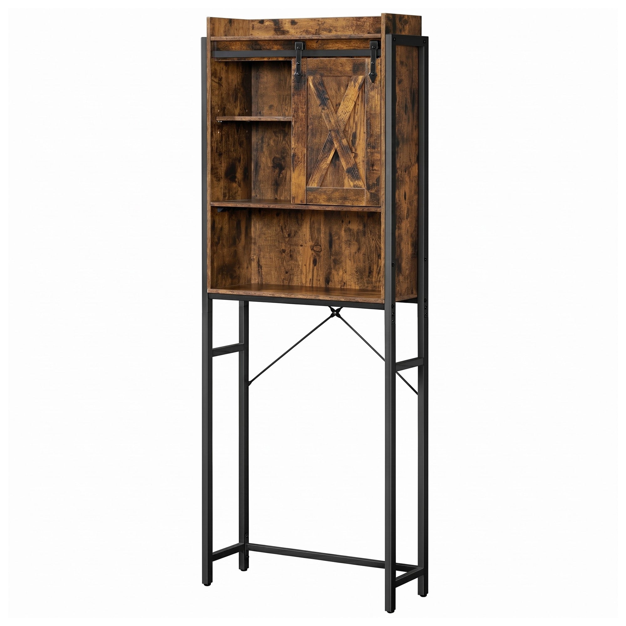 Waschmaschinenregal mit Schrank, Badregal aus Stahl, für Badezimmer