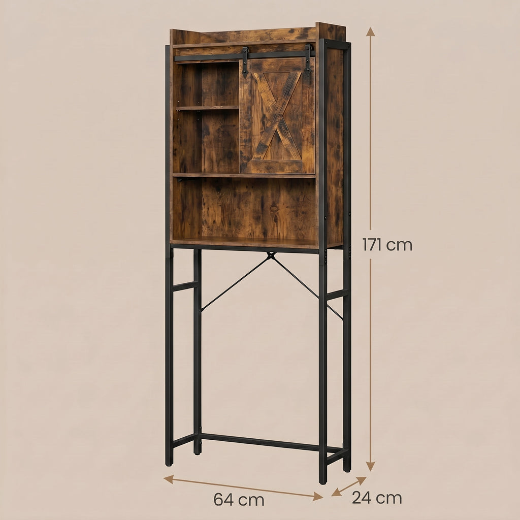 Waschmaschinenregal mit Schrank, Badregal aus Stahl, für Badezimmer