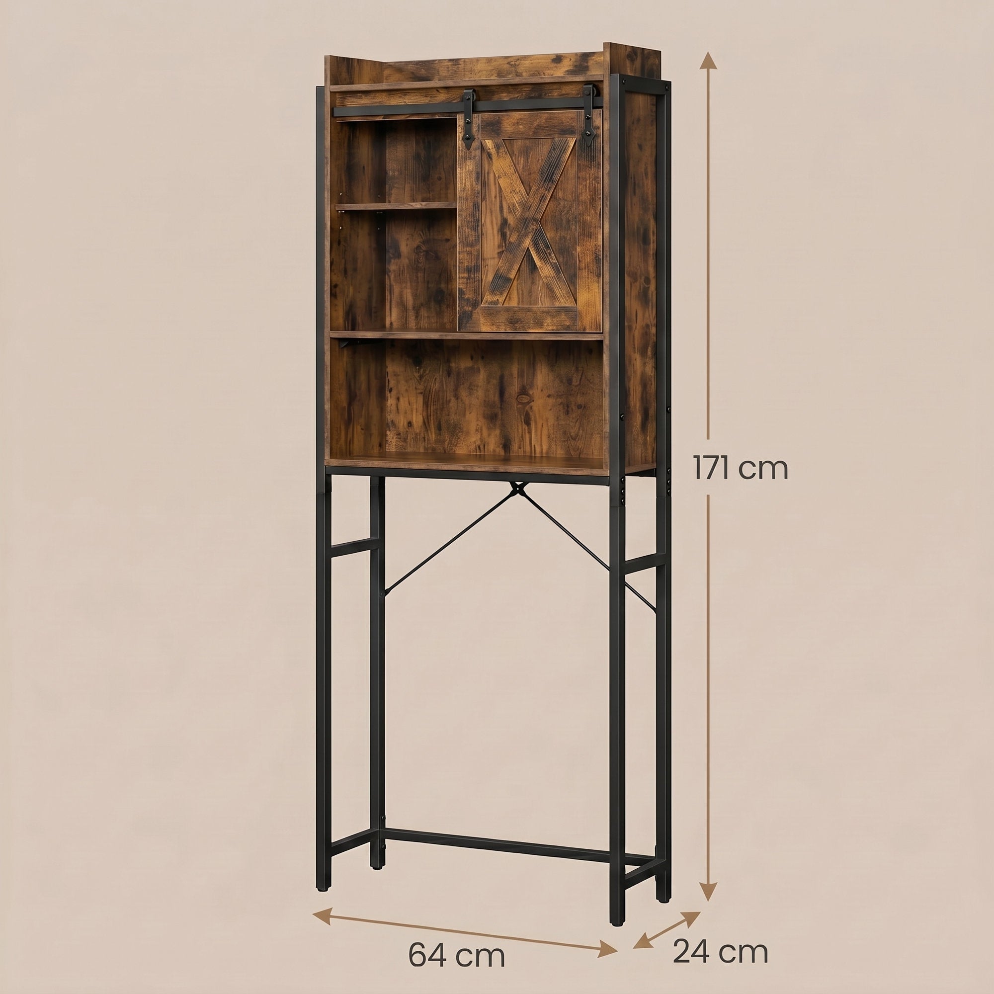 Waschmaschinenregal mit Schrank, Badregal aus Stahl, für Badezimmer