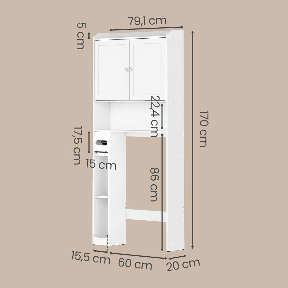 WC-Regal mit verstellbaren Ablagen, platzsparendes Badezimmerregal für Toilette, modern