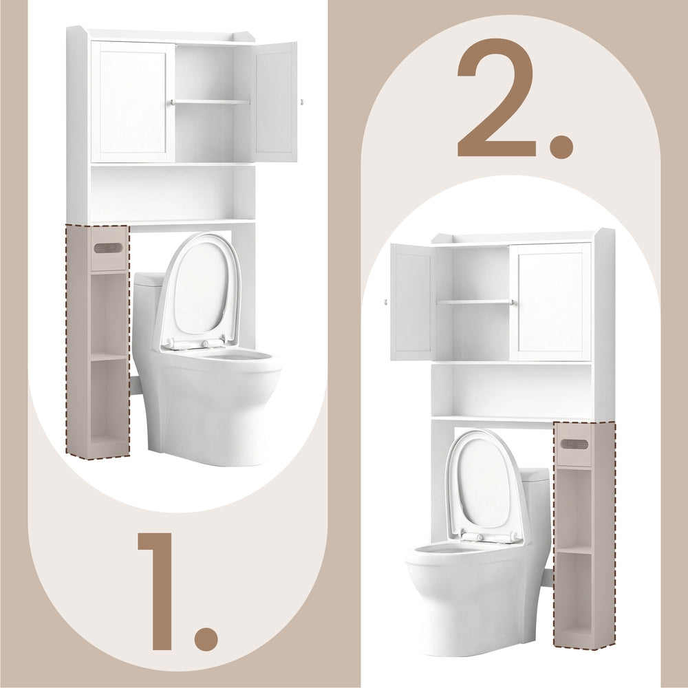 WC-Regal mit verstellbaren Ablagen, platzsparendes Badezimmerregal für Toilette, modern
