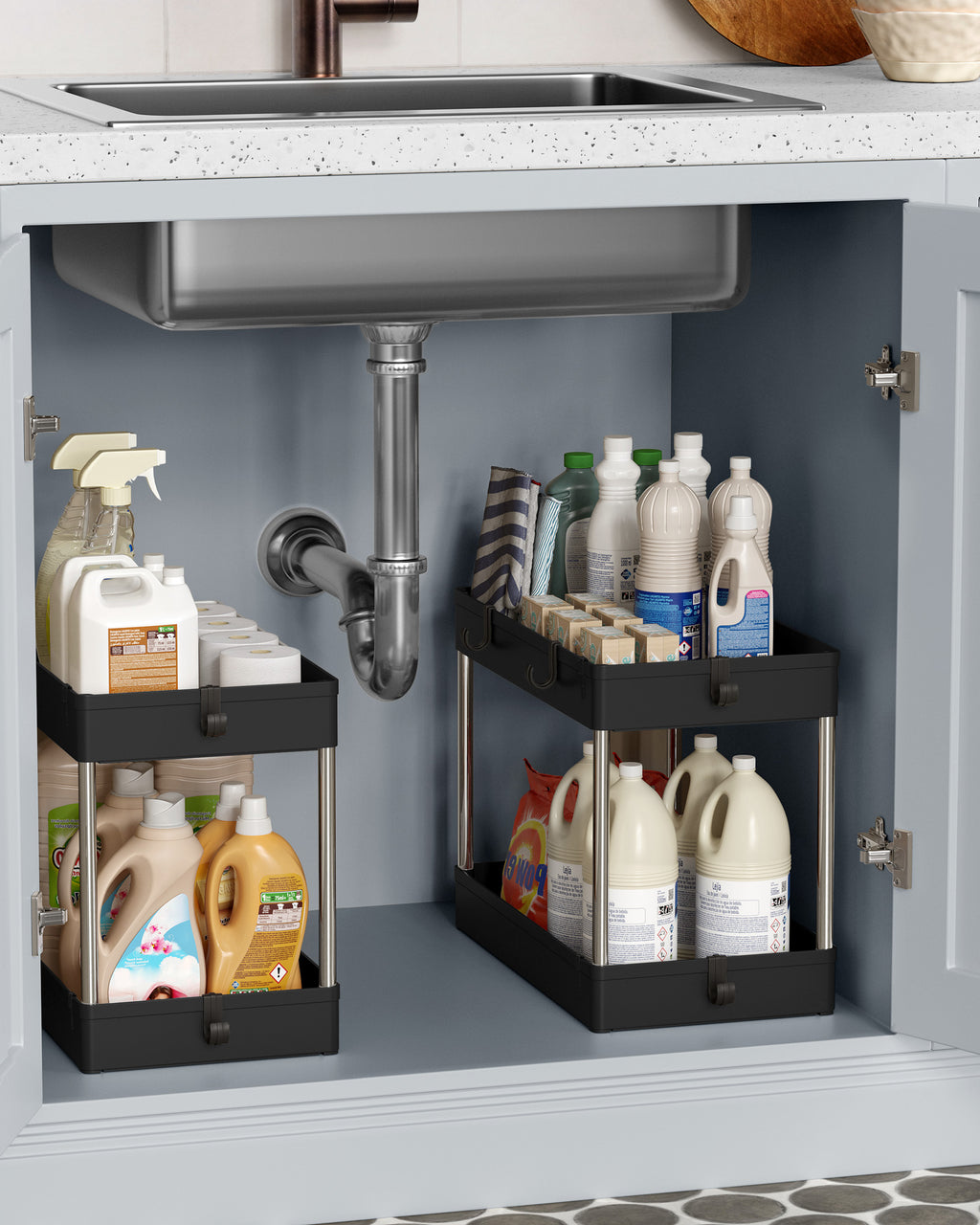 Spülschrank-Organizer 2 Ebenen schwarz
