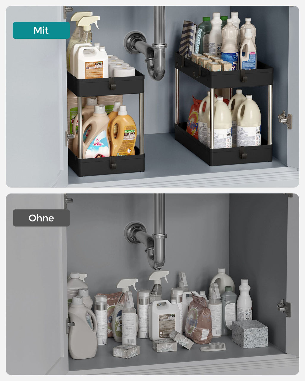 Spülschrank-Organizer 2 Ebenen schwarz