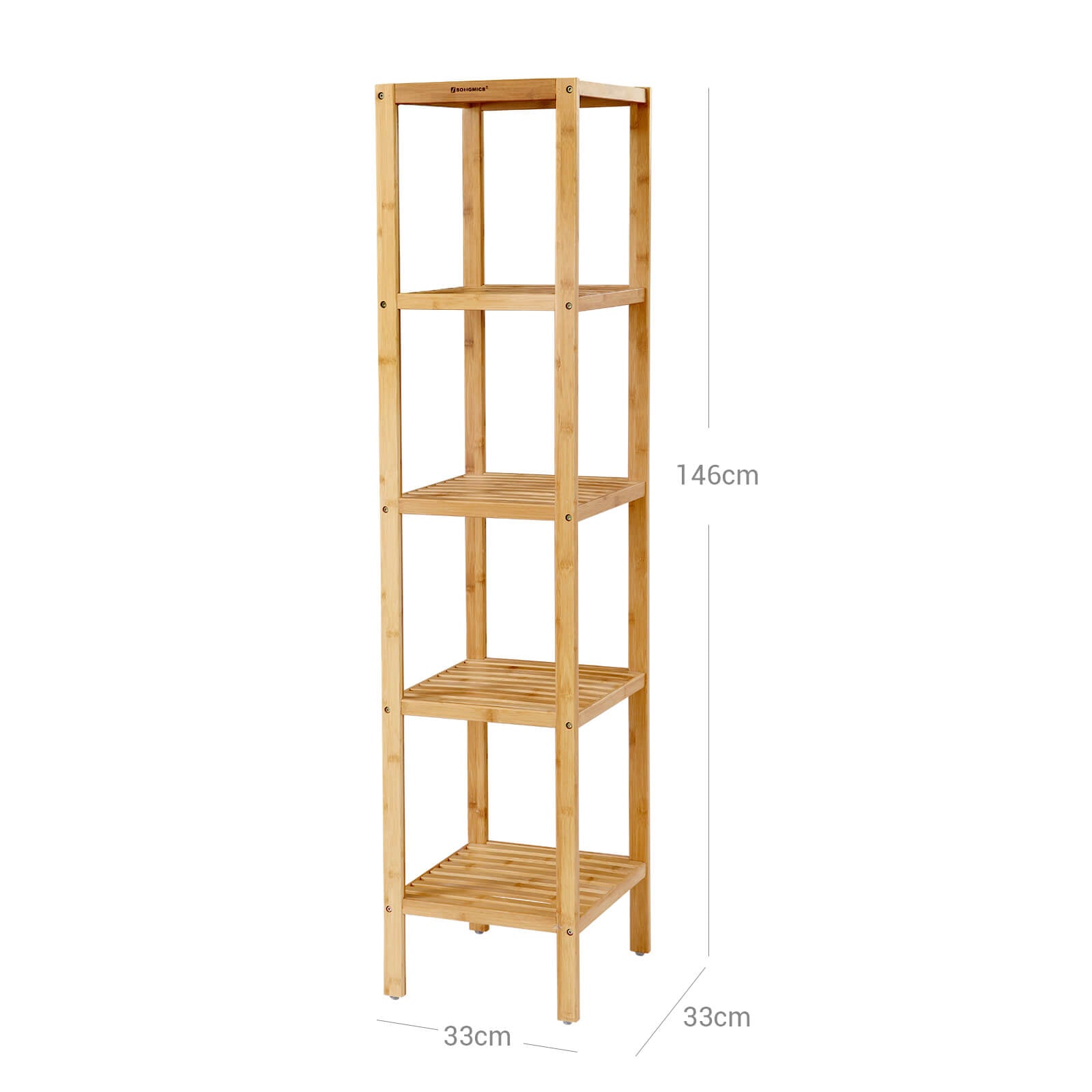 Bambus 5 Ablagen 33 x 33 x 146 cm schmal
