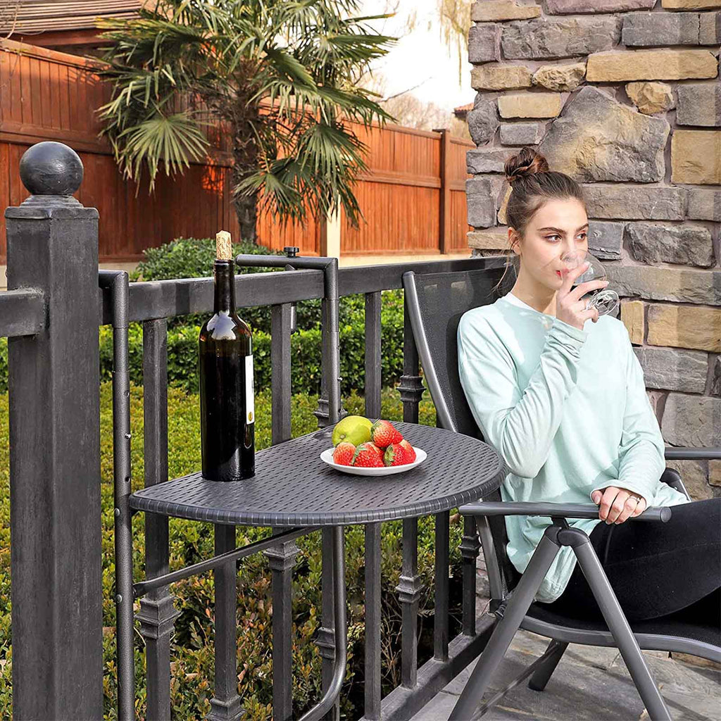 Balkonhängetisch Polyrattan Schwarz