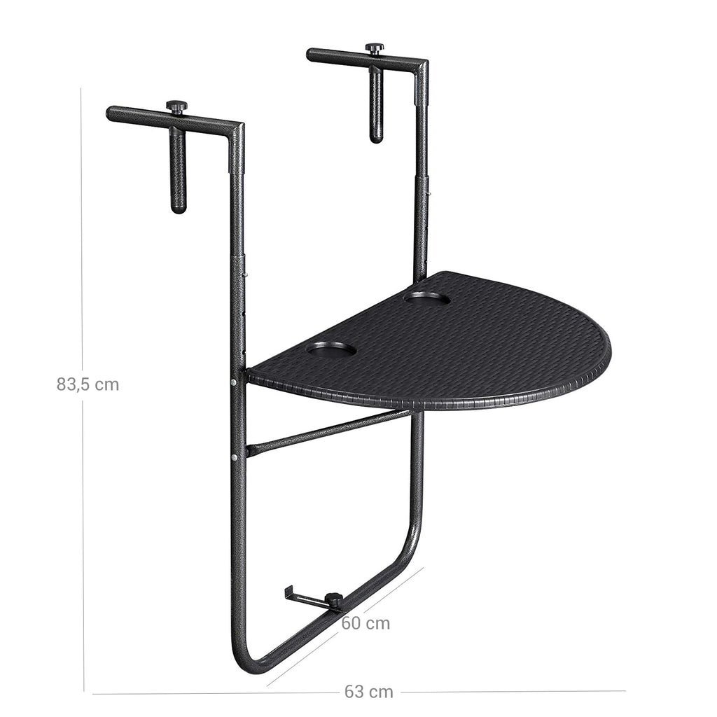 Balkonhängetisch Polyrattan Schwarz