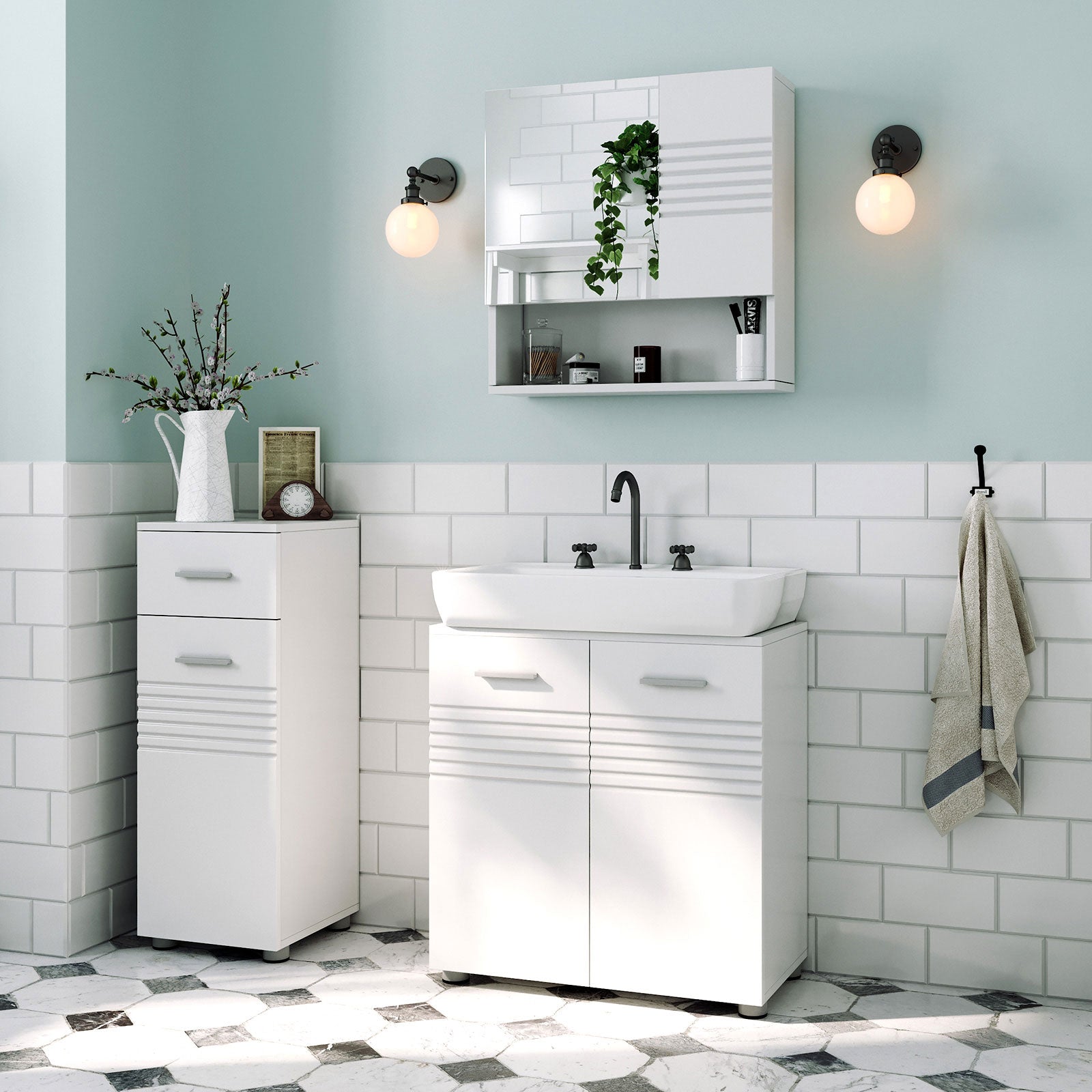 Waschbeckenunterschrank „Moderne Kerben“