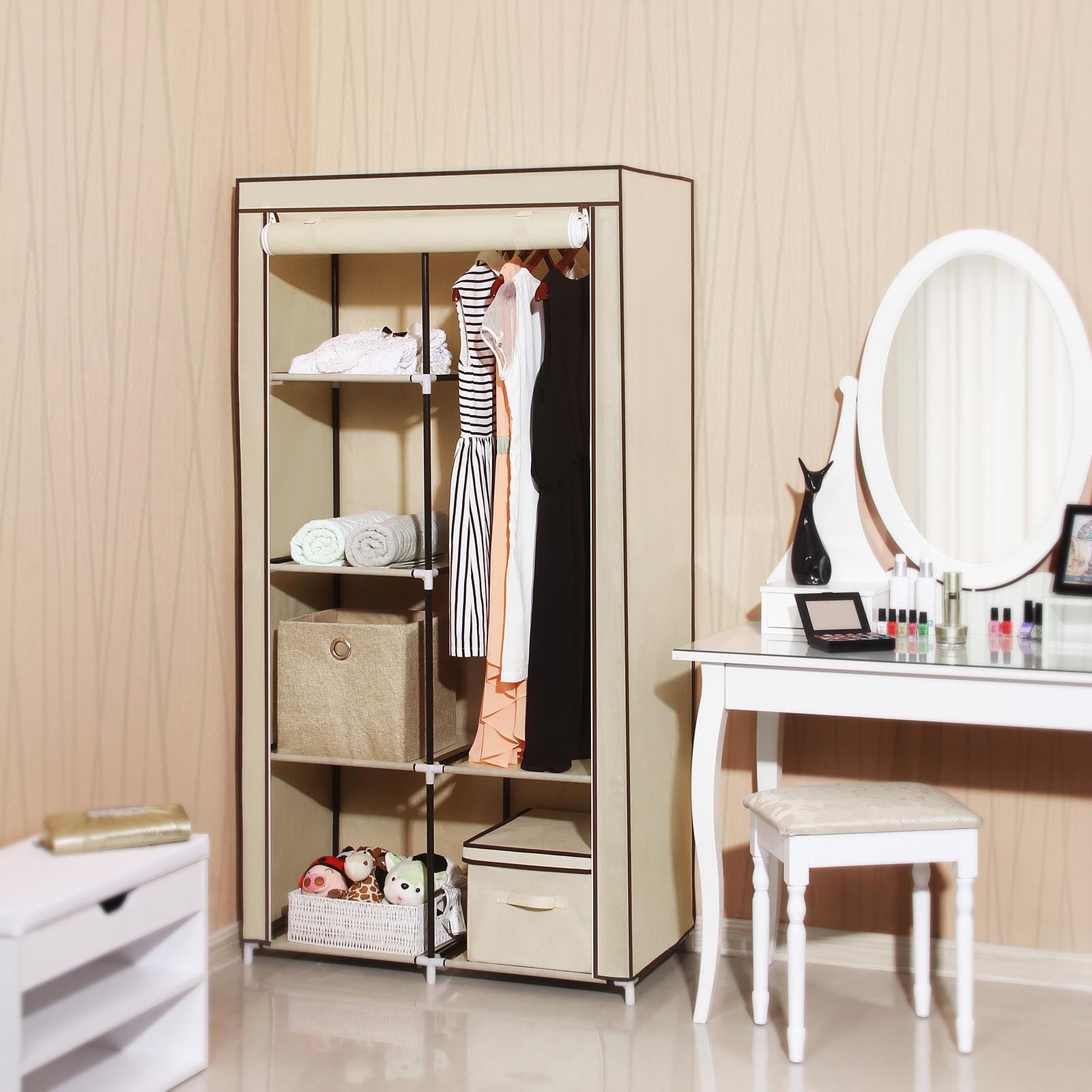 Stoffschrank mit Rolltür Beige