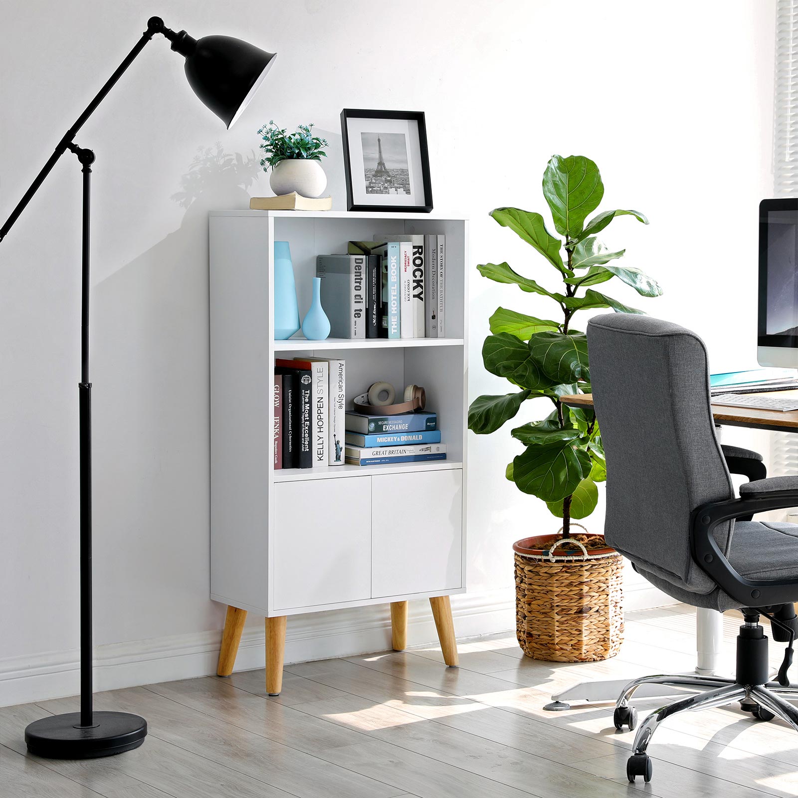 Bücherschrank skandinavisch weiß