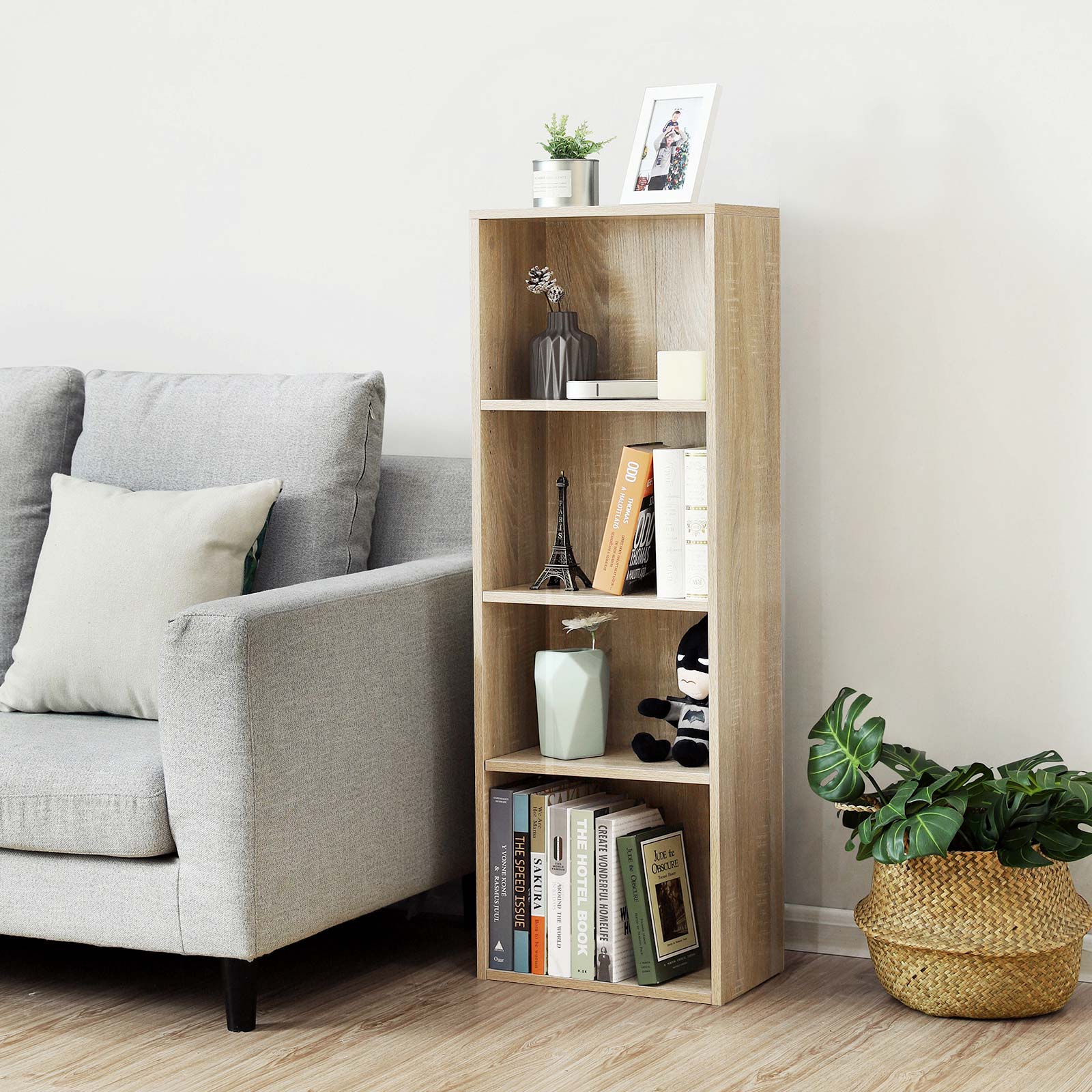 Bücherregal 4 Fachböden Holzoptik