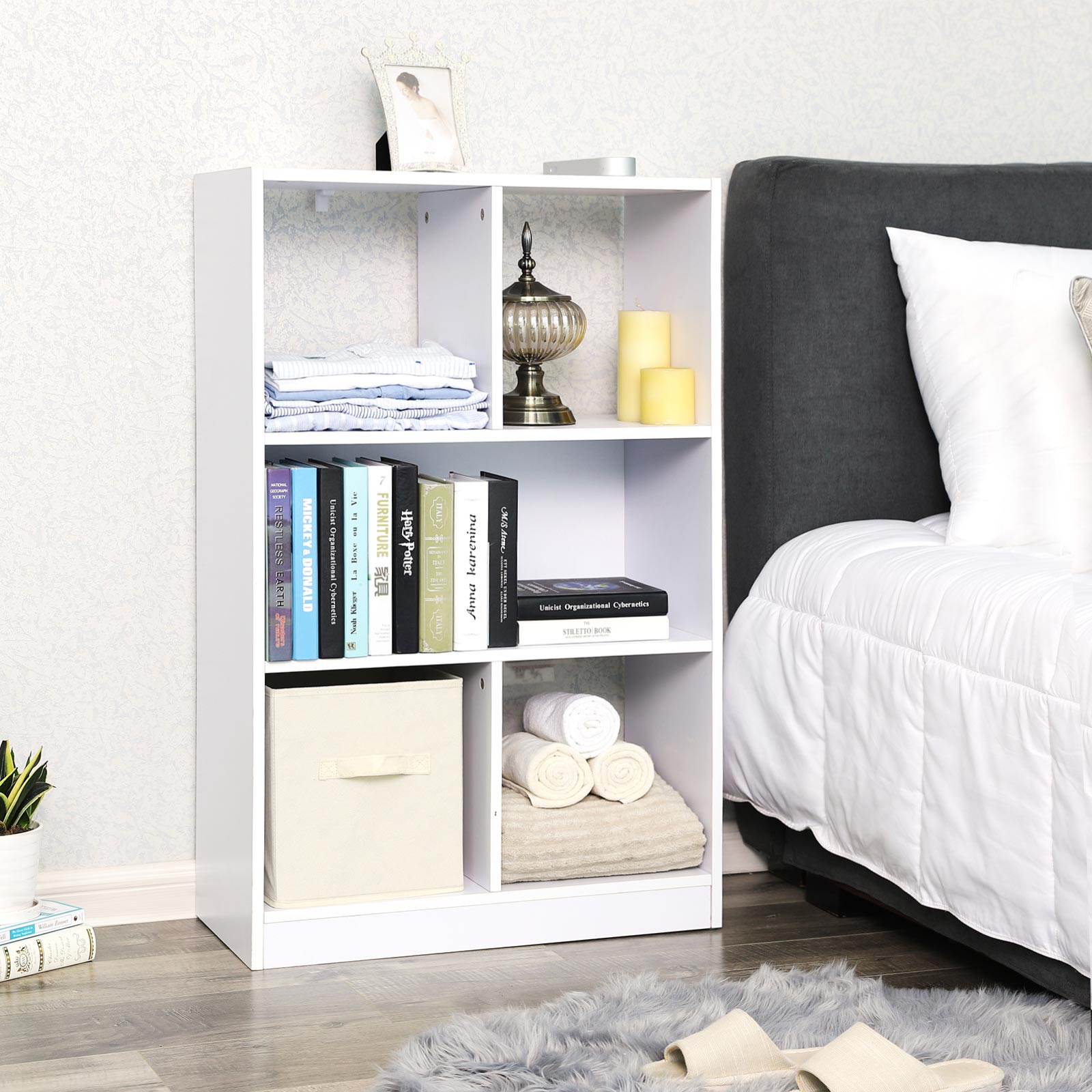 Bücherregal mit 4 offenen Fächern Weiß