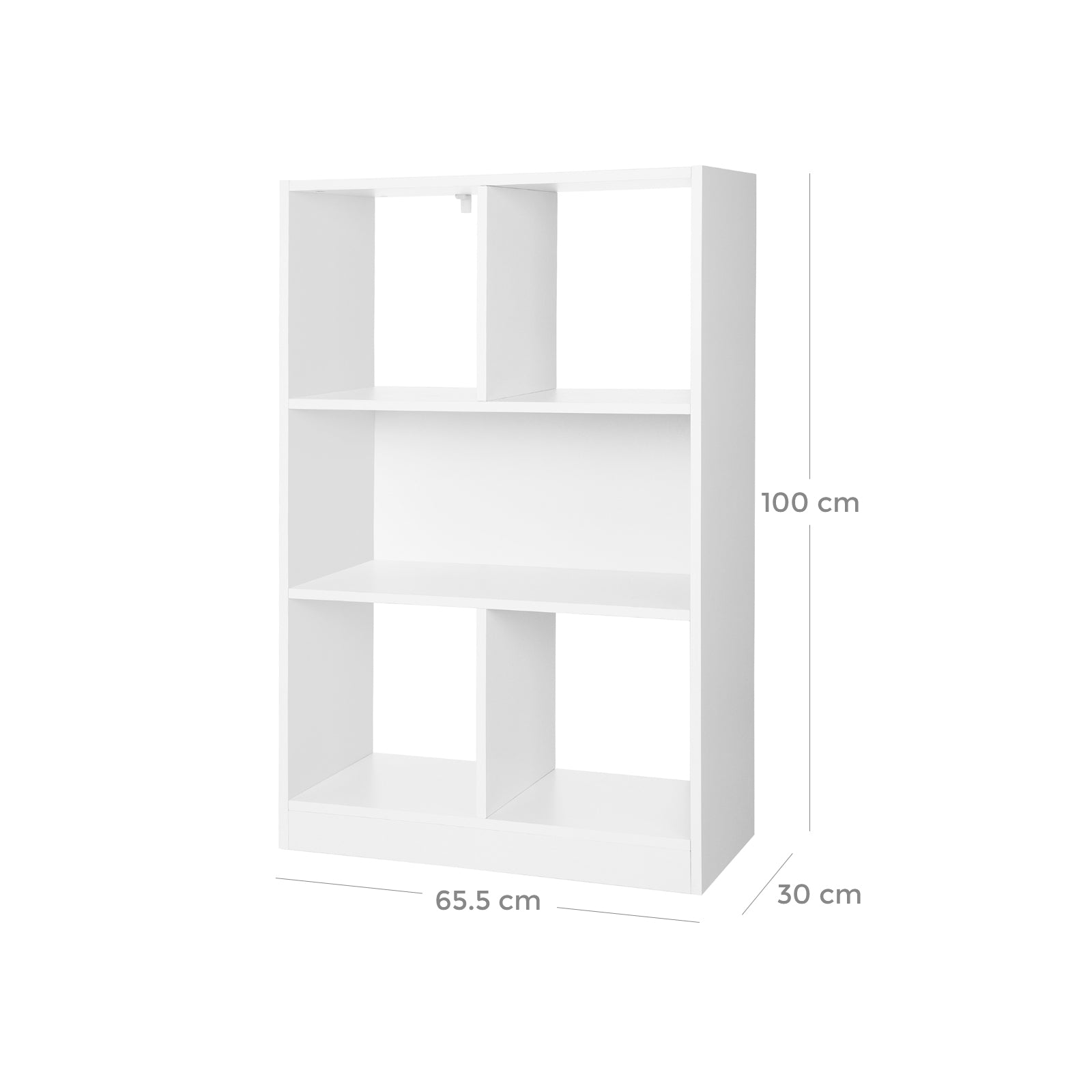 Bücherregal mit 4 offenen Fächern Weiß