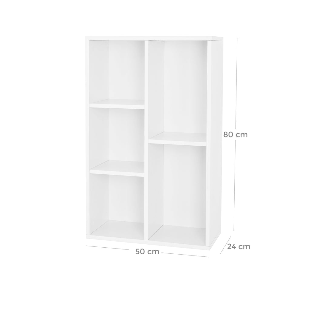 Bücherregal mit 5 Fächern Weiß