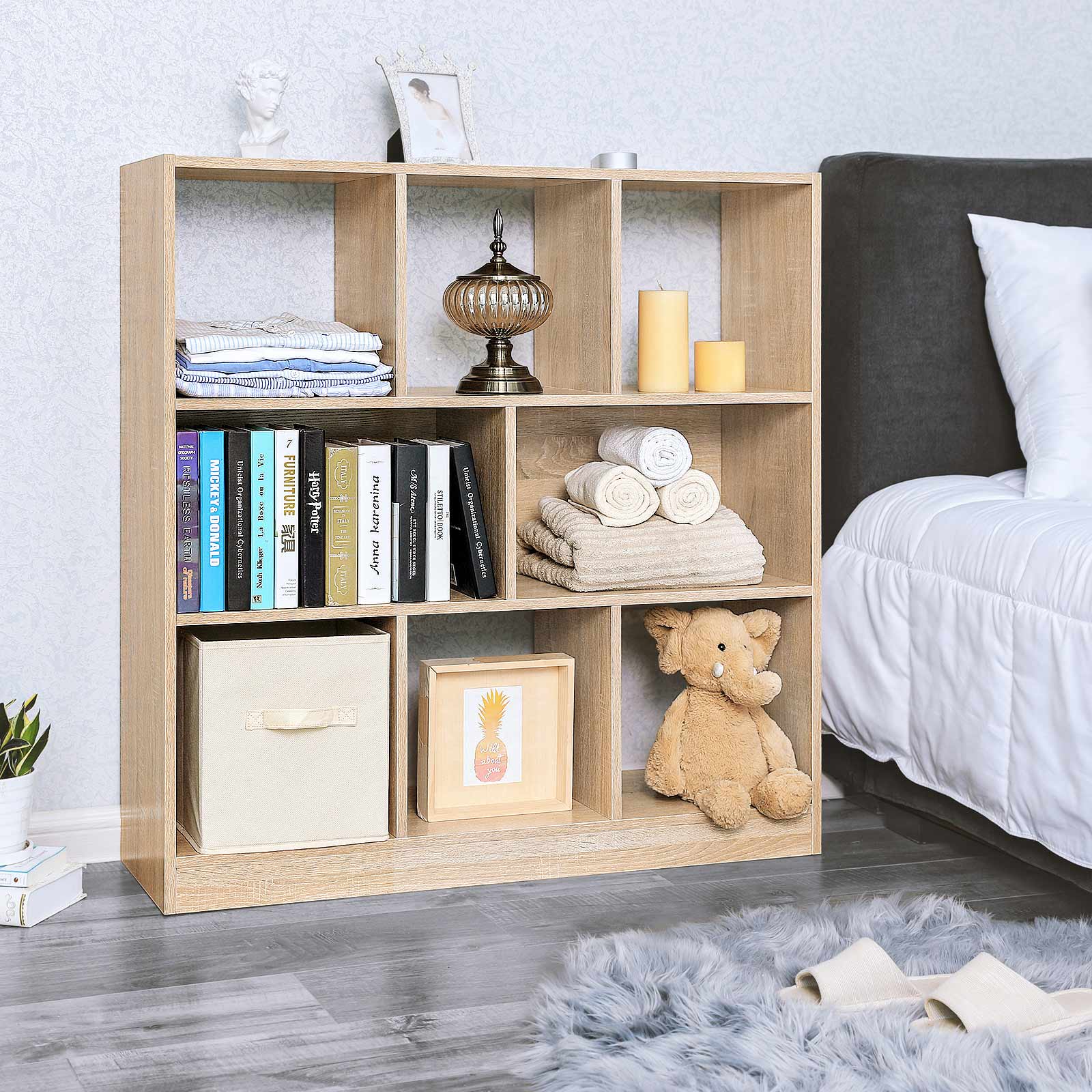 Bücherregal 8 Fächer Holzoptik