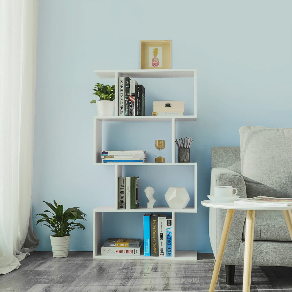 Bücherregal mit 4 Fächern Weiß