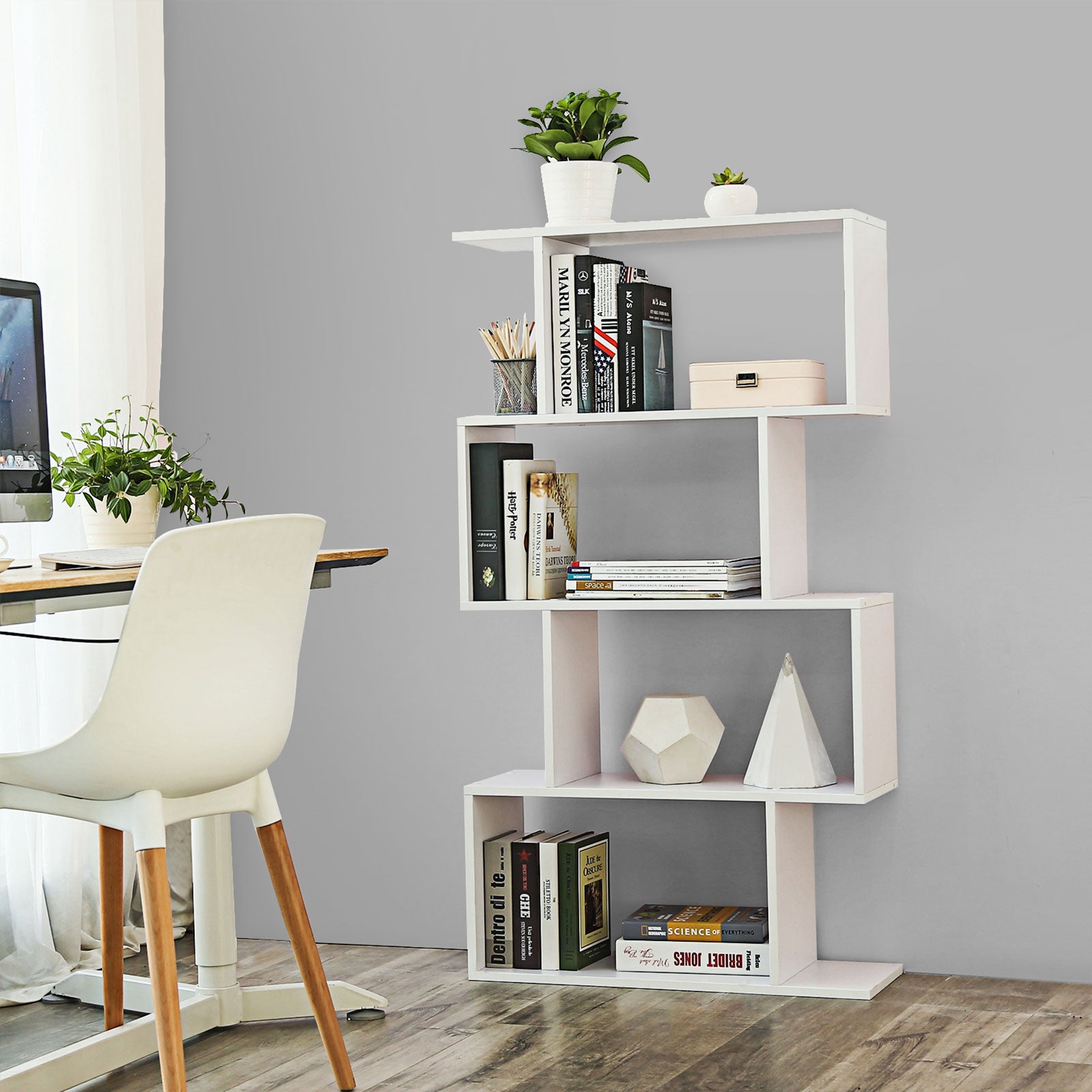 Bücherregal mit 4 Fächern Weiß