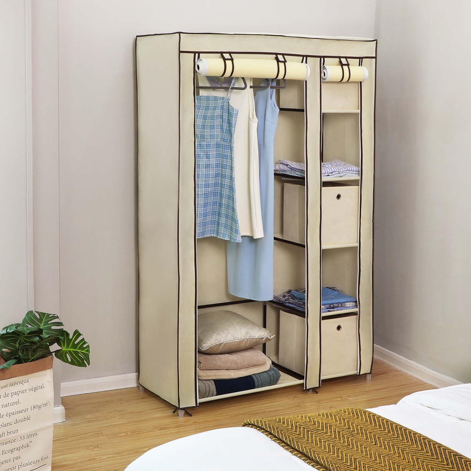 Stoffschrank mit Rolltüren Beige