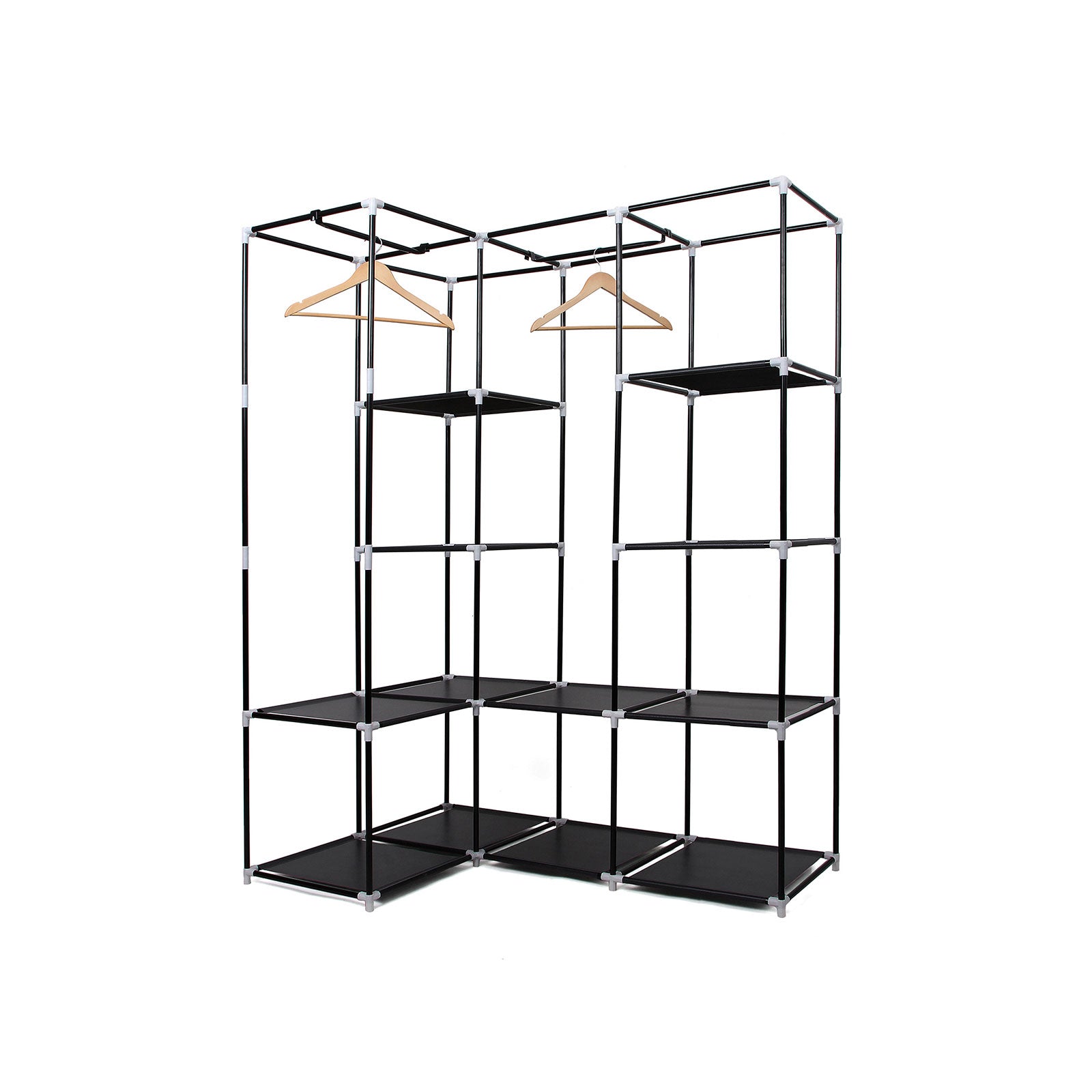 Eck-Kleiderschrank Stoff Schwarz