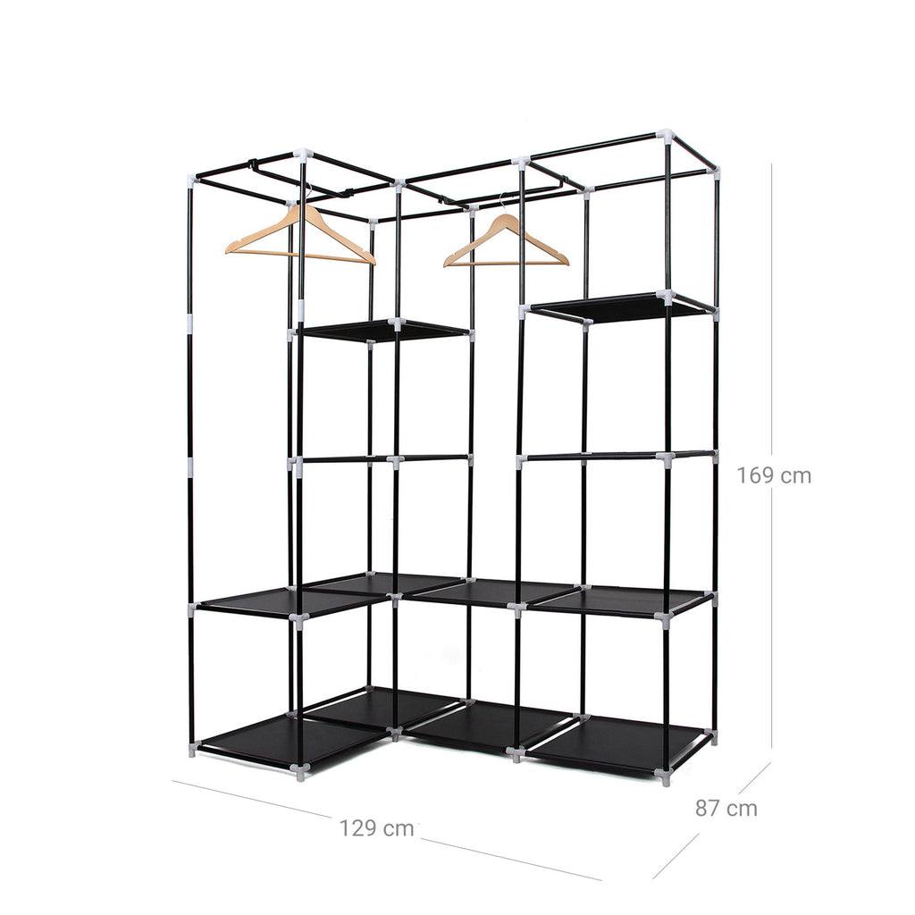Eck-Kleiderschrank Stoff Schwarz