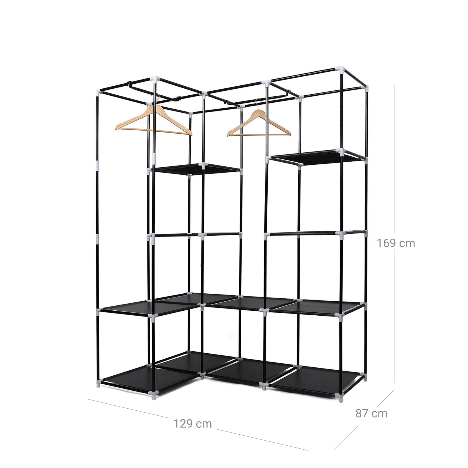 Eck-Kleiderschrank Stoff Schwarz