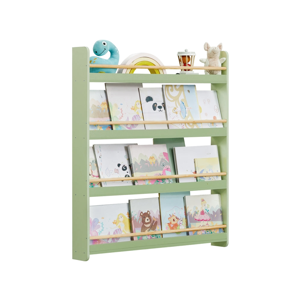 Mehrstöckiges Kinder-Wandregal für Kinderzimmer und Spielzimmer lorbeergrün-naturfarben