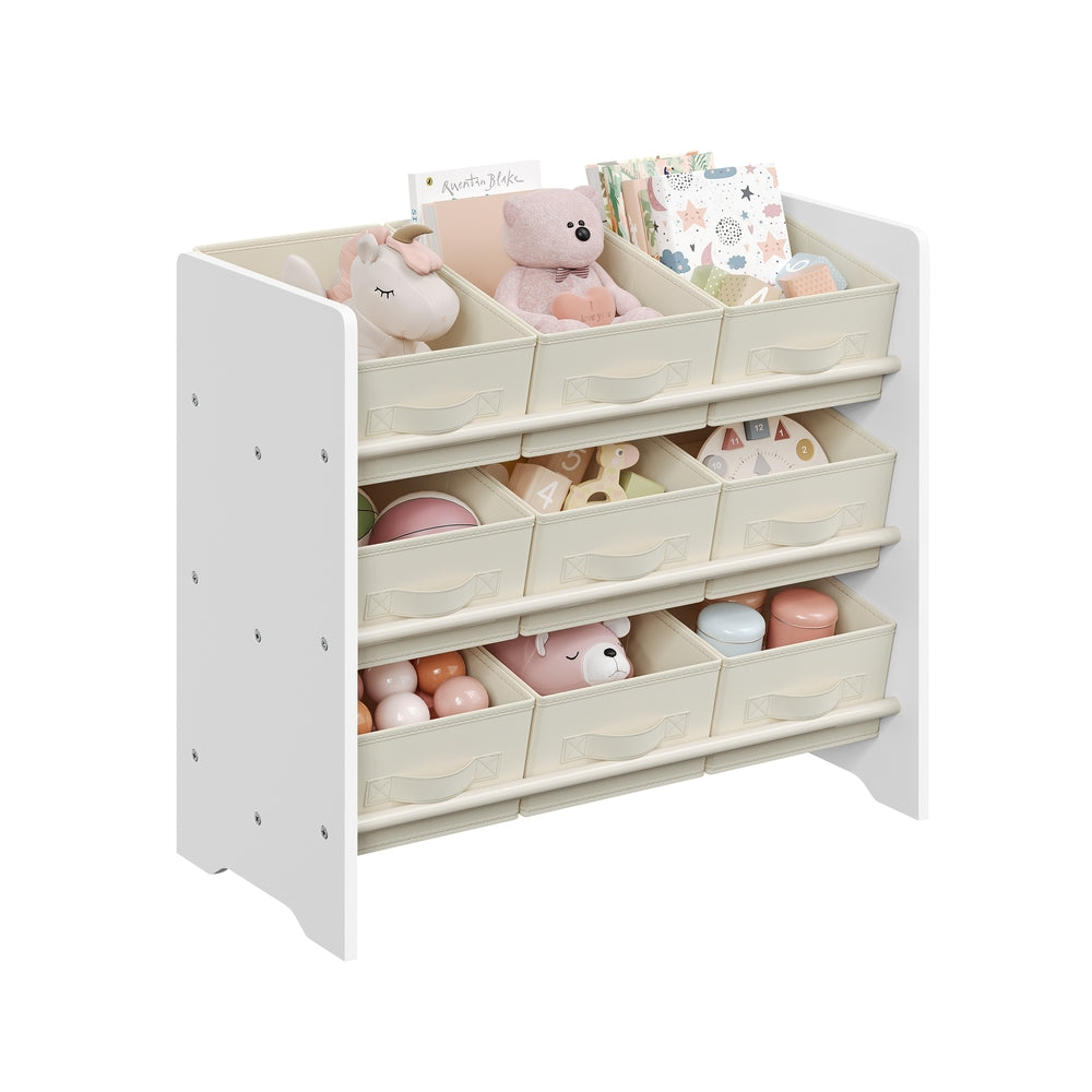 Kinderregal mit 9 Aufbewahrungsboxen aus Vliesstoff wolkenweiß