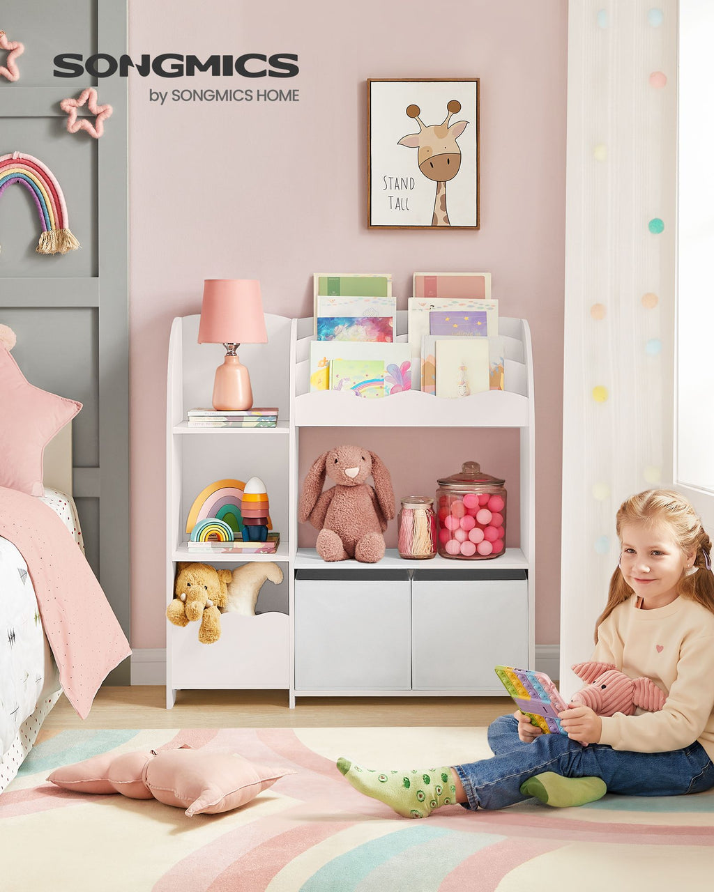 Kinderregal mit 2 Boxen für Spielzeug und Bücher wolkenweiß