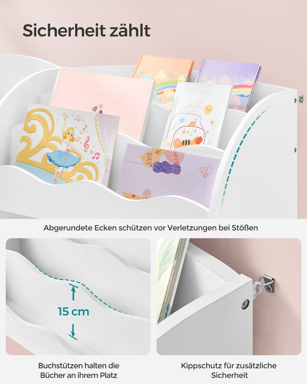 Kinderregal mit 2 Boxen für Spielzeug und Bücher wolkenweiß
