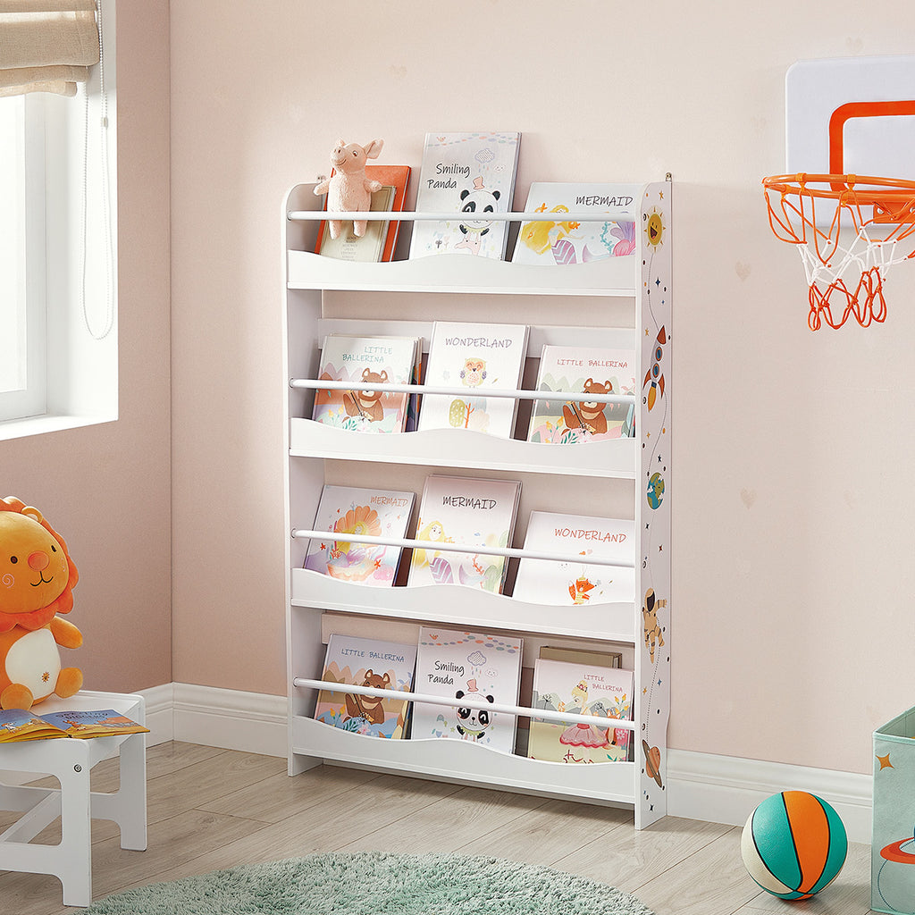 Bücherregal mit 4 Regalebenen Weiß
