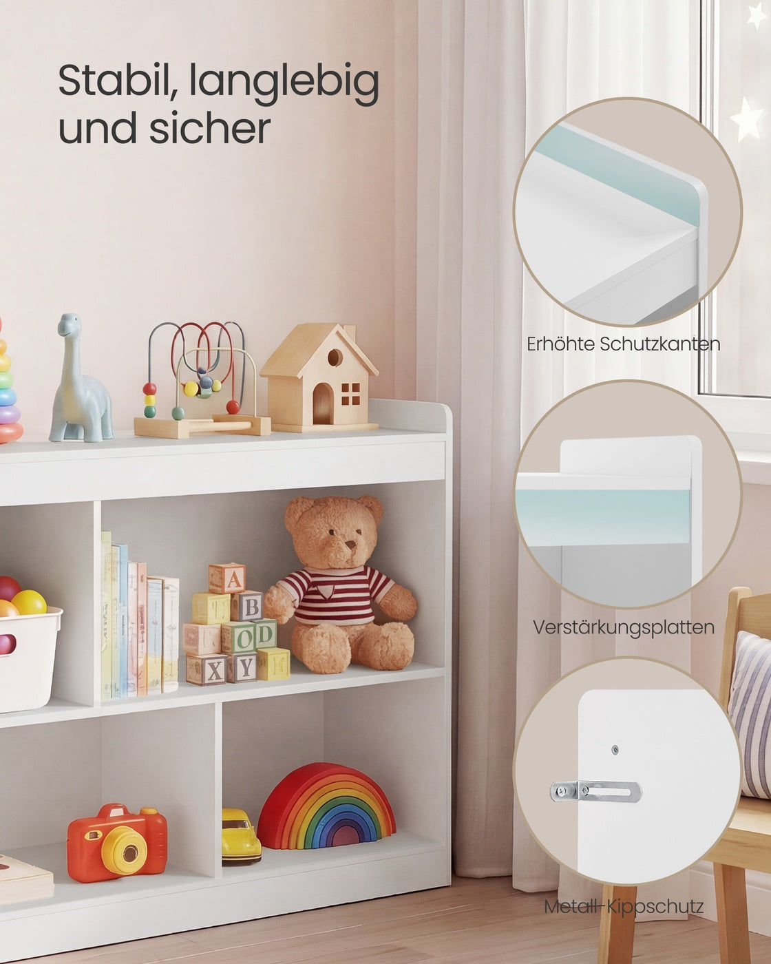Kinderregal, Spielzeug Aufbewahrung, Spielzeugregal, Bücherregal Kinder, Montessori Regal