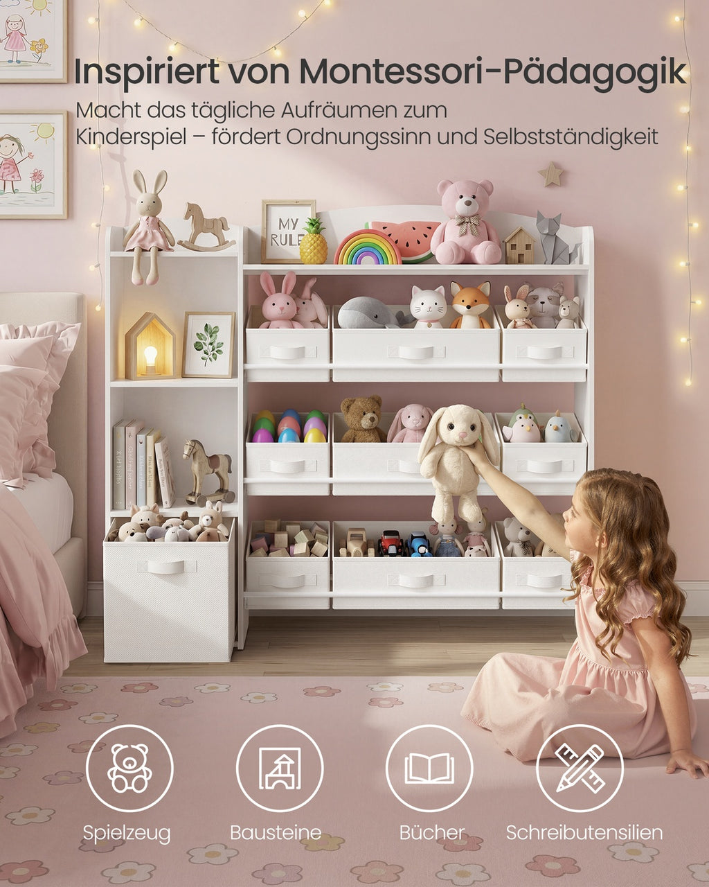 Kinderregal, Spielzeug Aufbewahrung, Spielzeugregal, Montessori Regal