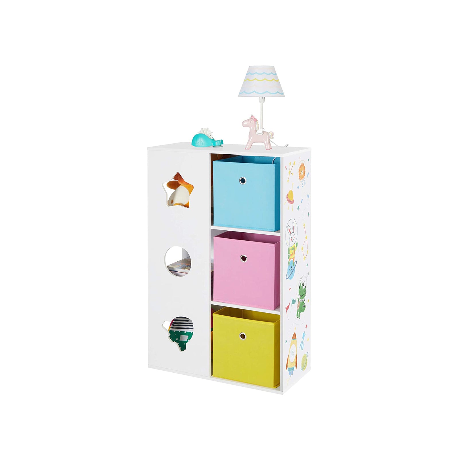 Kinderzimmerregal mit Aufbewahrungsboxen