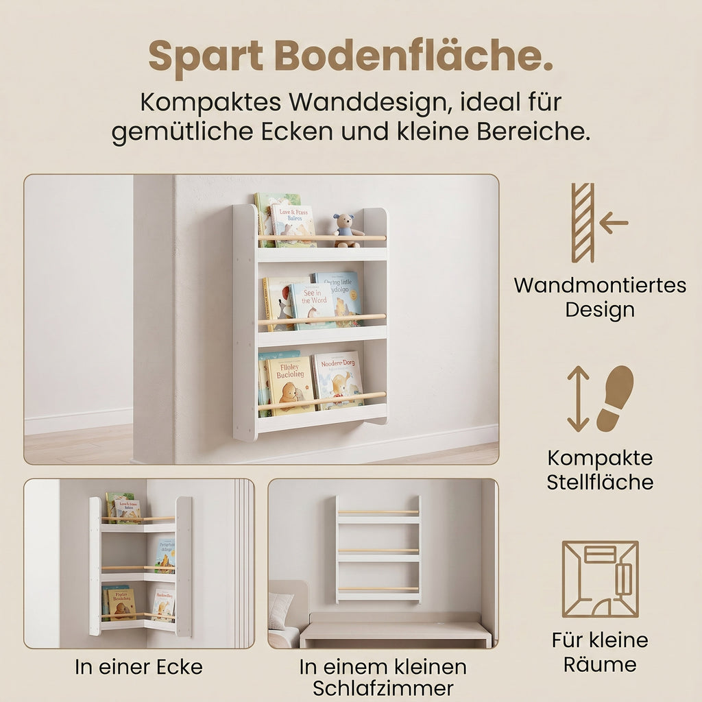 Bücherregal, Kinderregal, 3 Ebenen
