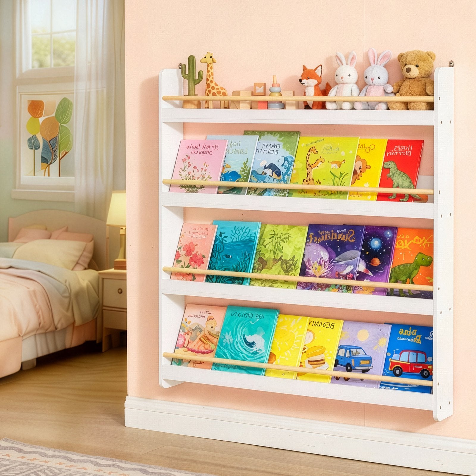 Bücherregal Kinder, 4 Ebenen, Spielzeugregal