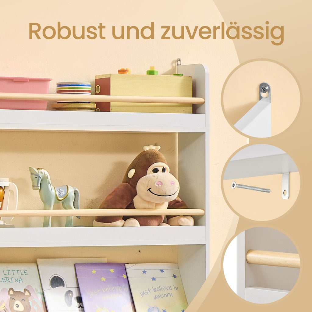 Bücherregal Kinder, 4 Ebenen, Spielzeugregal