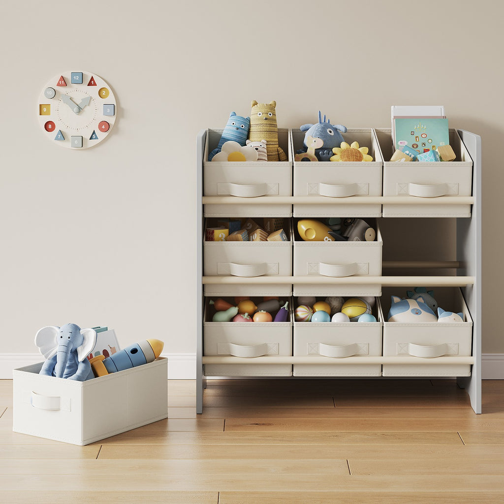Regal, Bücherregal, mit 9 Aufbewahrungsboxen aus Vliesstoff