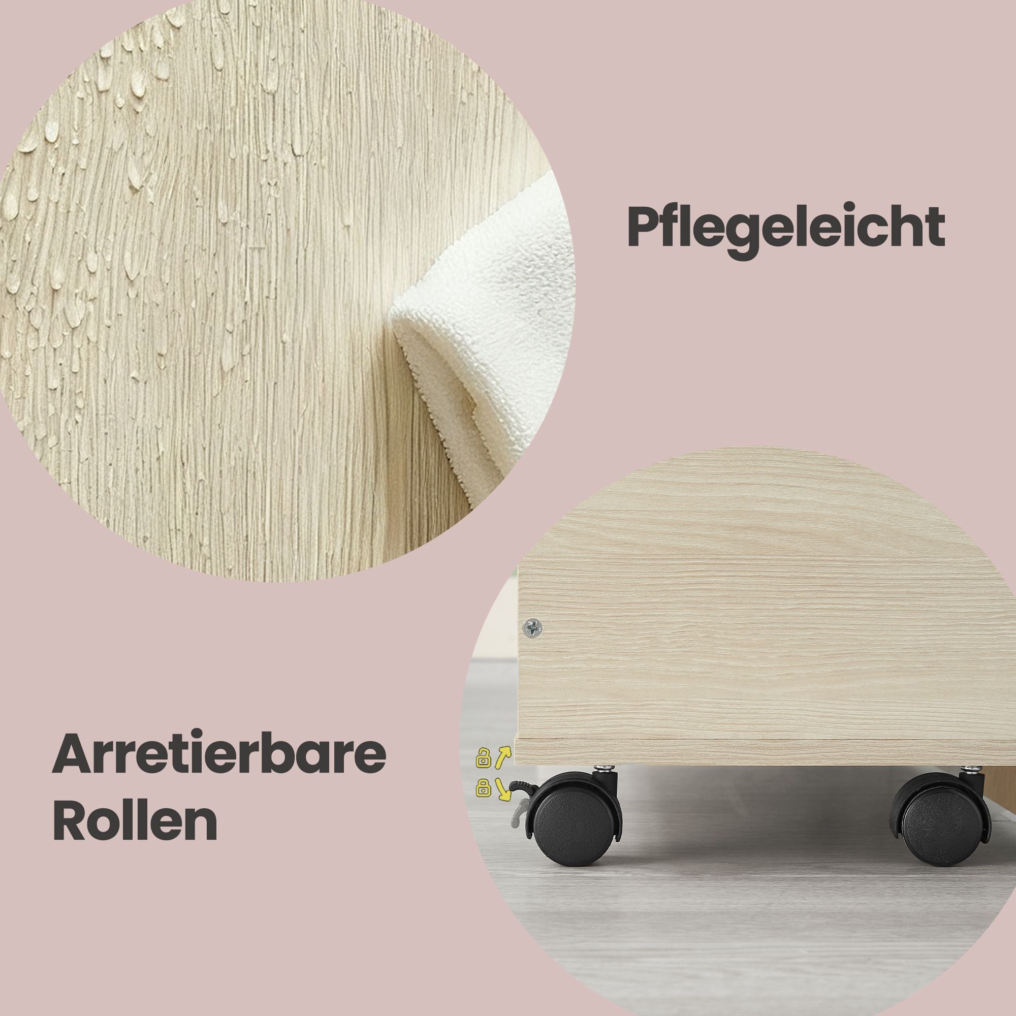 Kinderregal, Spielzeugregal mit 3 Ebenen, Aufbewahrungsbox auf Rollen