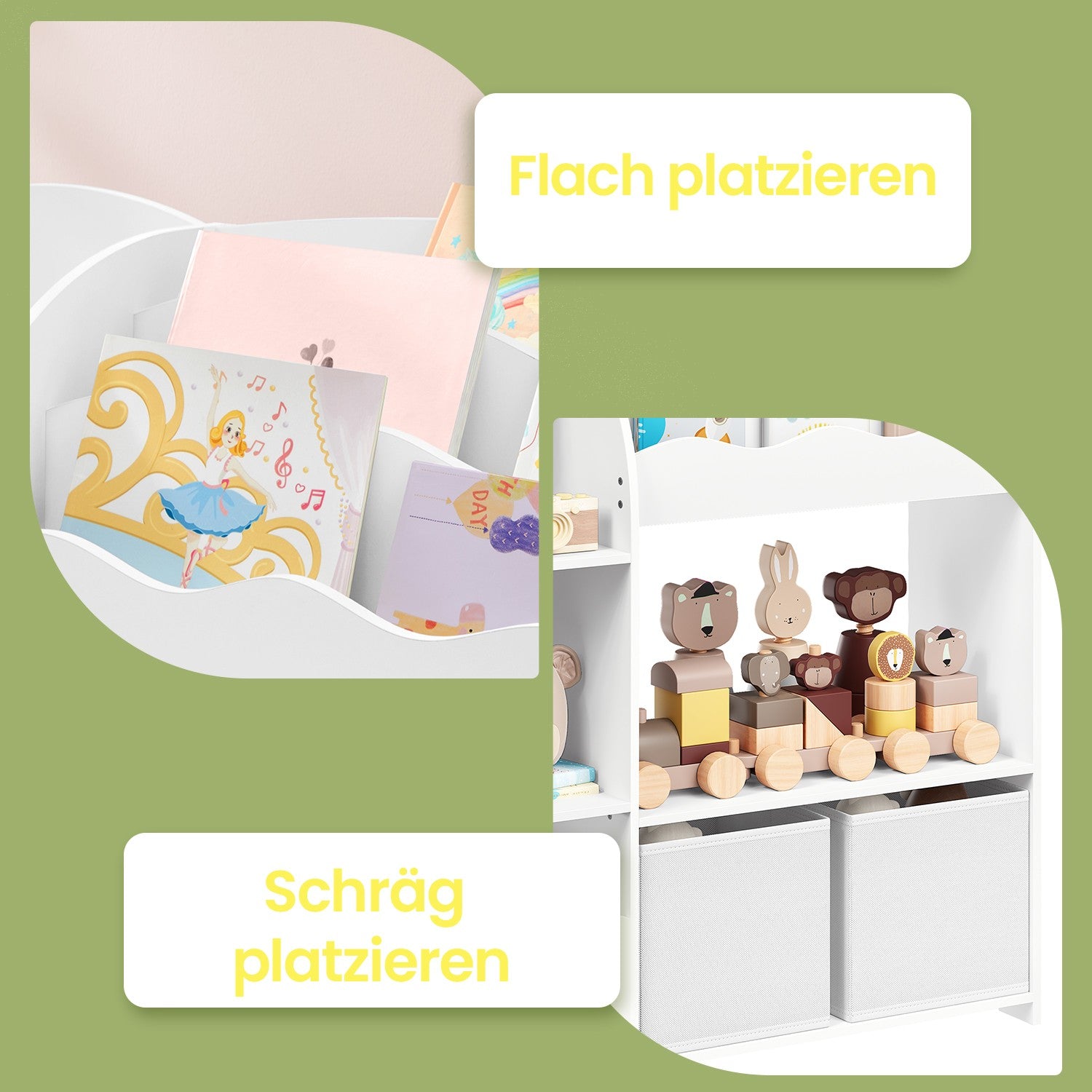 Bücherregal, Regal, mit 2 Aufbewahrungsboxen