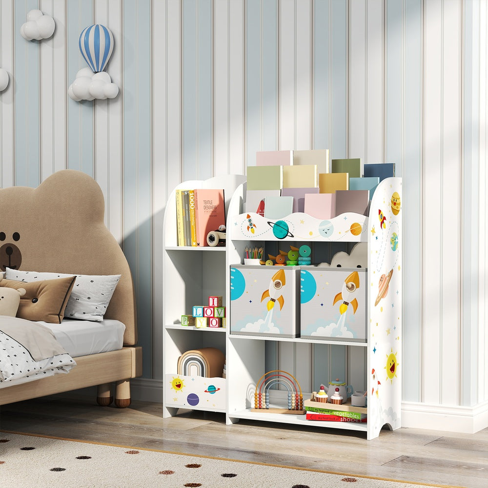 Bücherregal, Regal, mit 2 Aufbewahrungsboxen