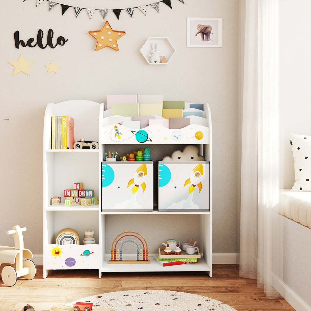 Bücherregal, Regal, mit 2 Aufbewahrungsboxen