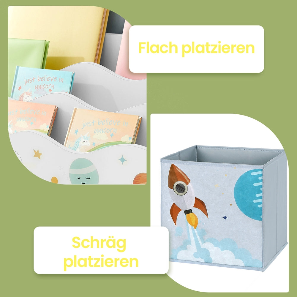 Bücherregal, Regal, mit 2 Aufbewahrungsboxen