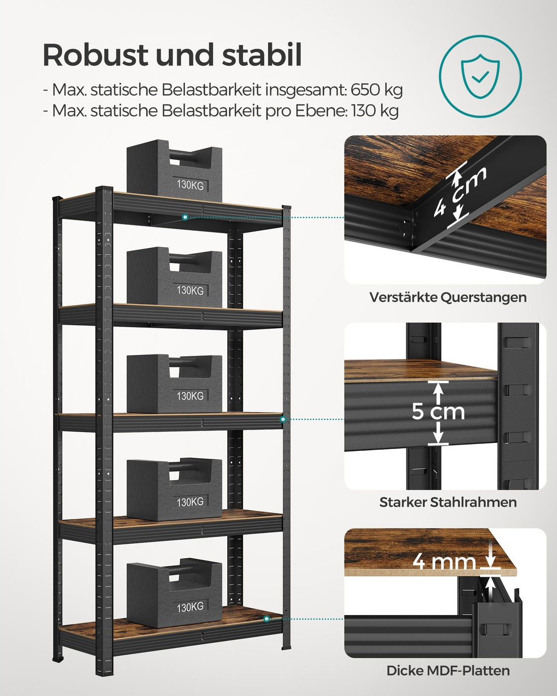 Standregal bis 650 kg belastbar