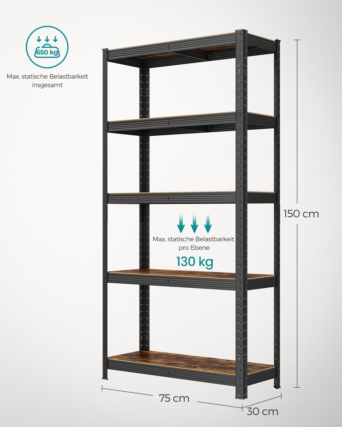 Standregal bis 650 kg belastbar