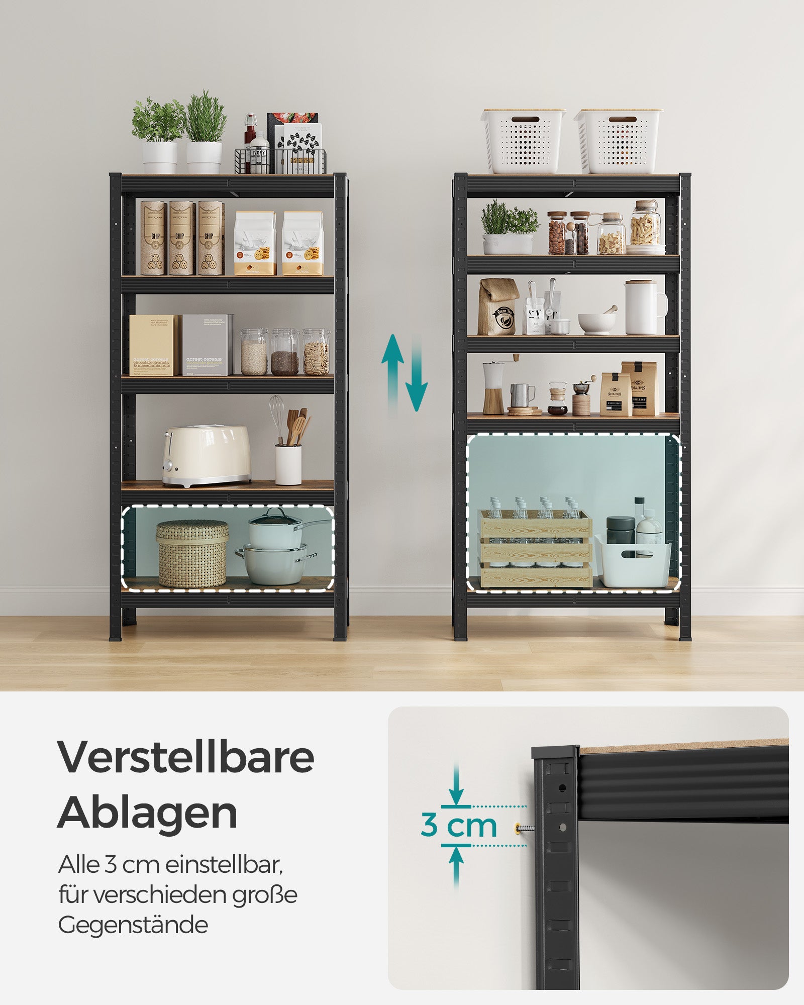 2er Set Standregal 150 cm hoch
