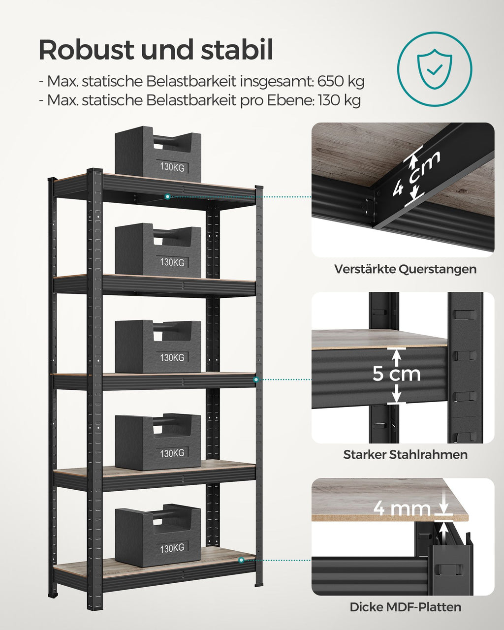2er Set Lagerregal 150 cm hoch