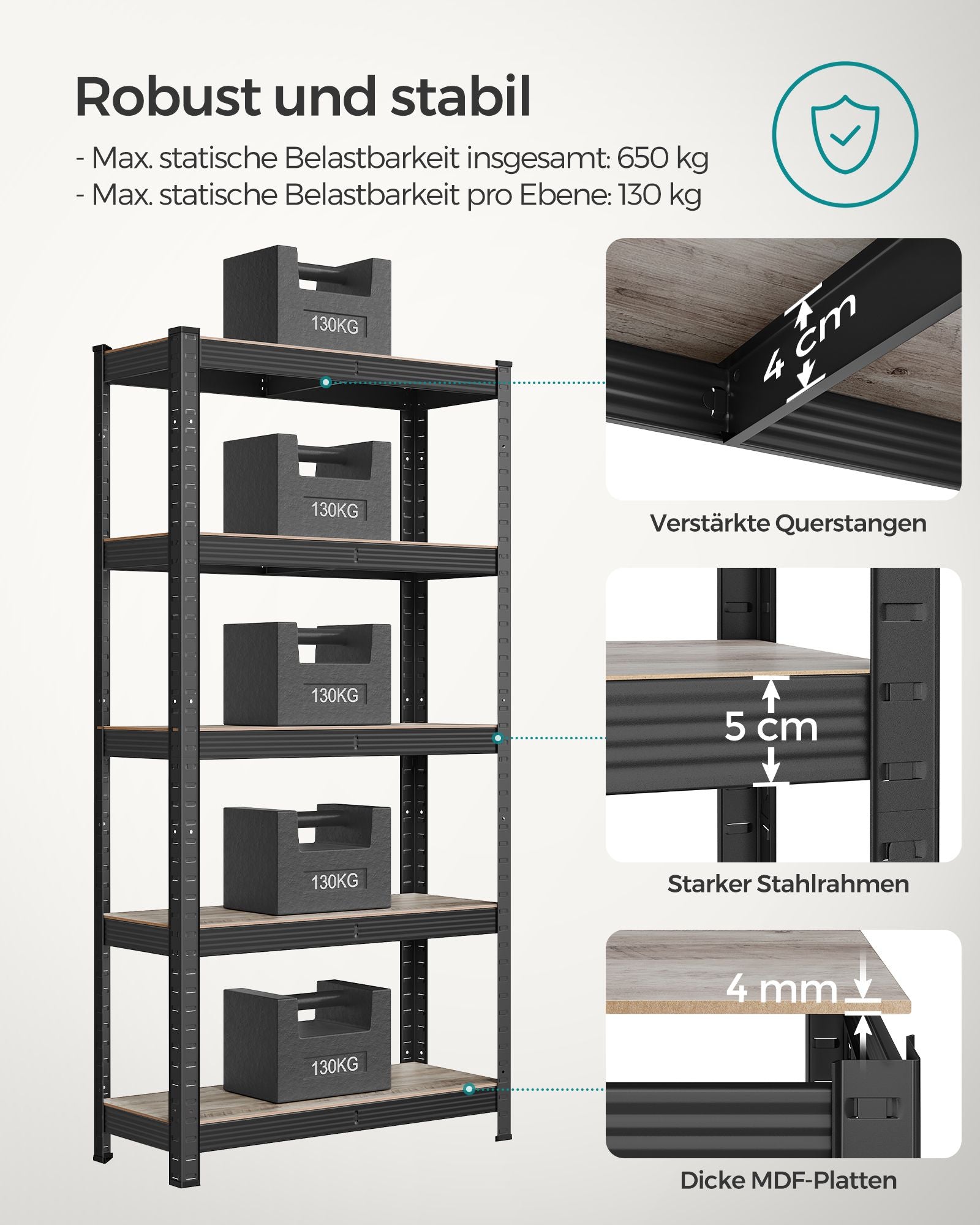 2er Set Lagerregal 150 cm hoch