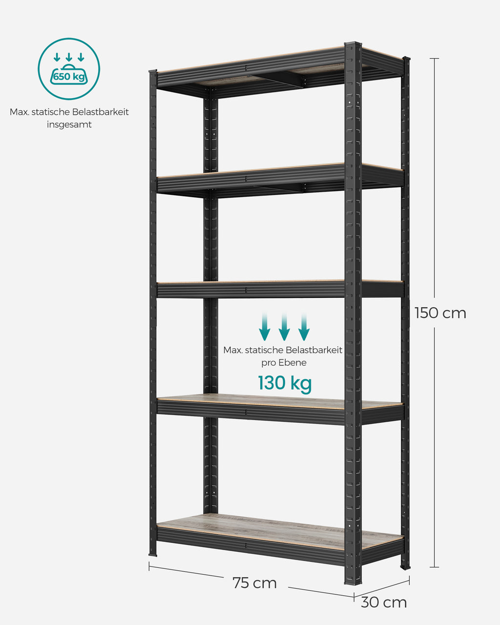 2er Set Lagerregal 150 cm hoch